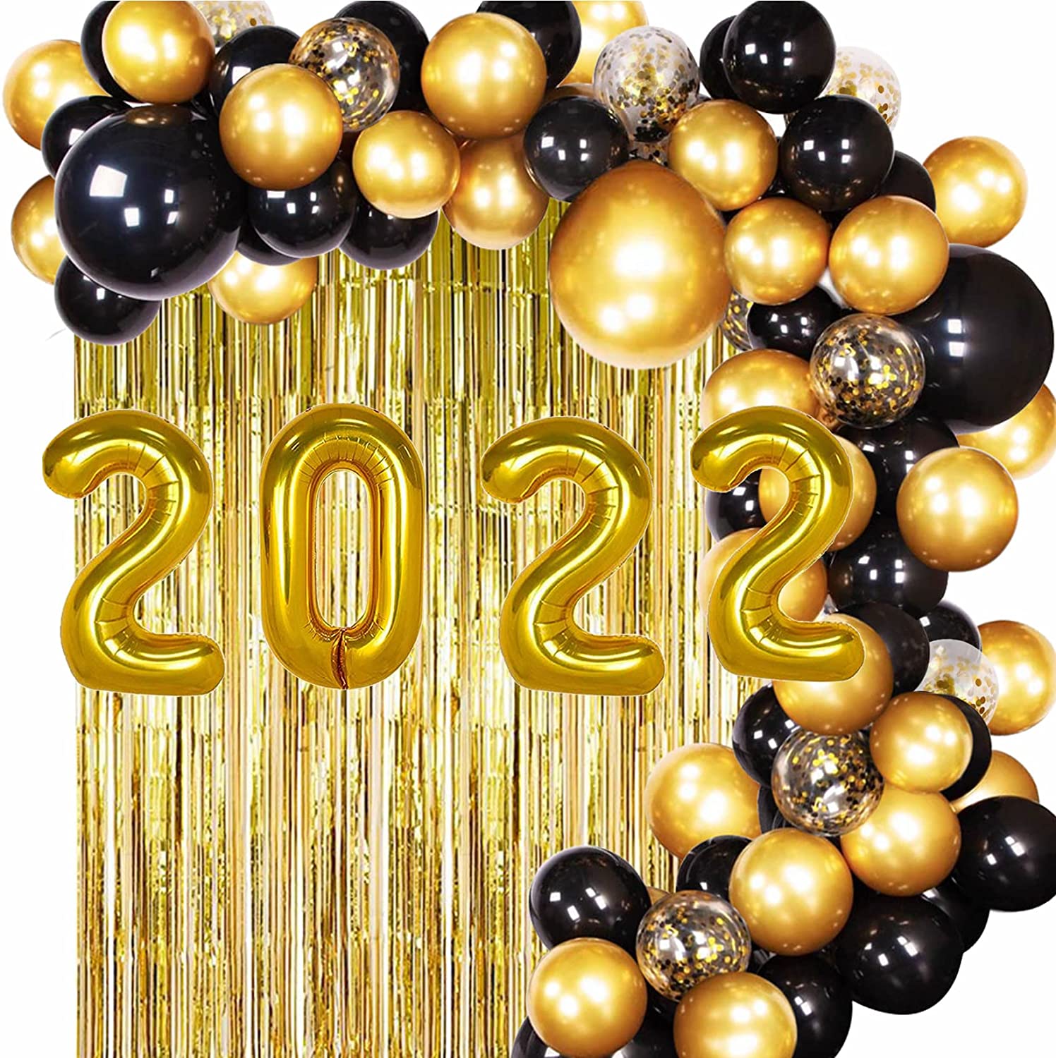 Gold Black Balloon Garland Arch Kit Gold Exploding Star for Home 2024 New  Year Party Decor