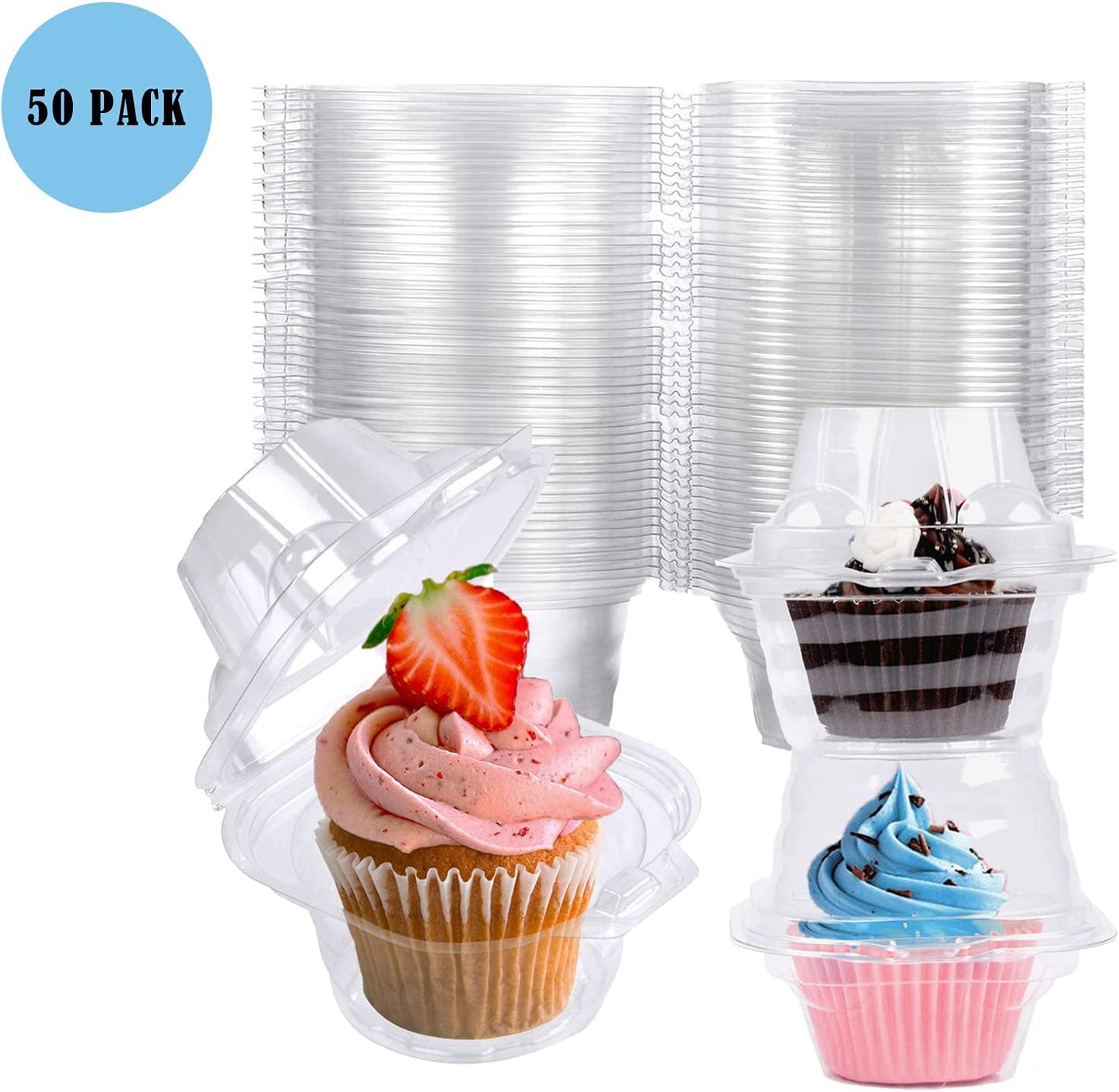 Individual Cupcake Containers Plastic Cupcake Boxes(50 Pack)