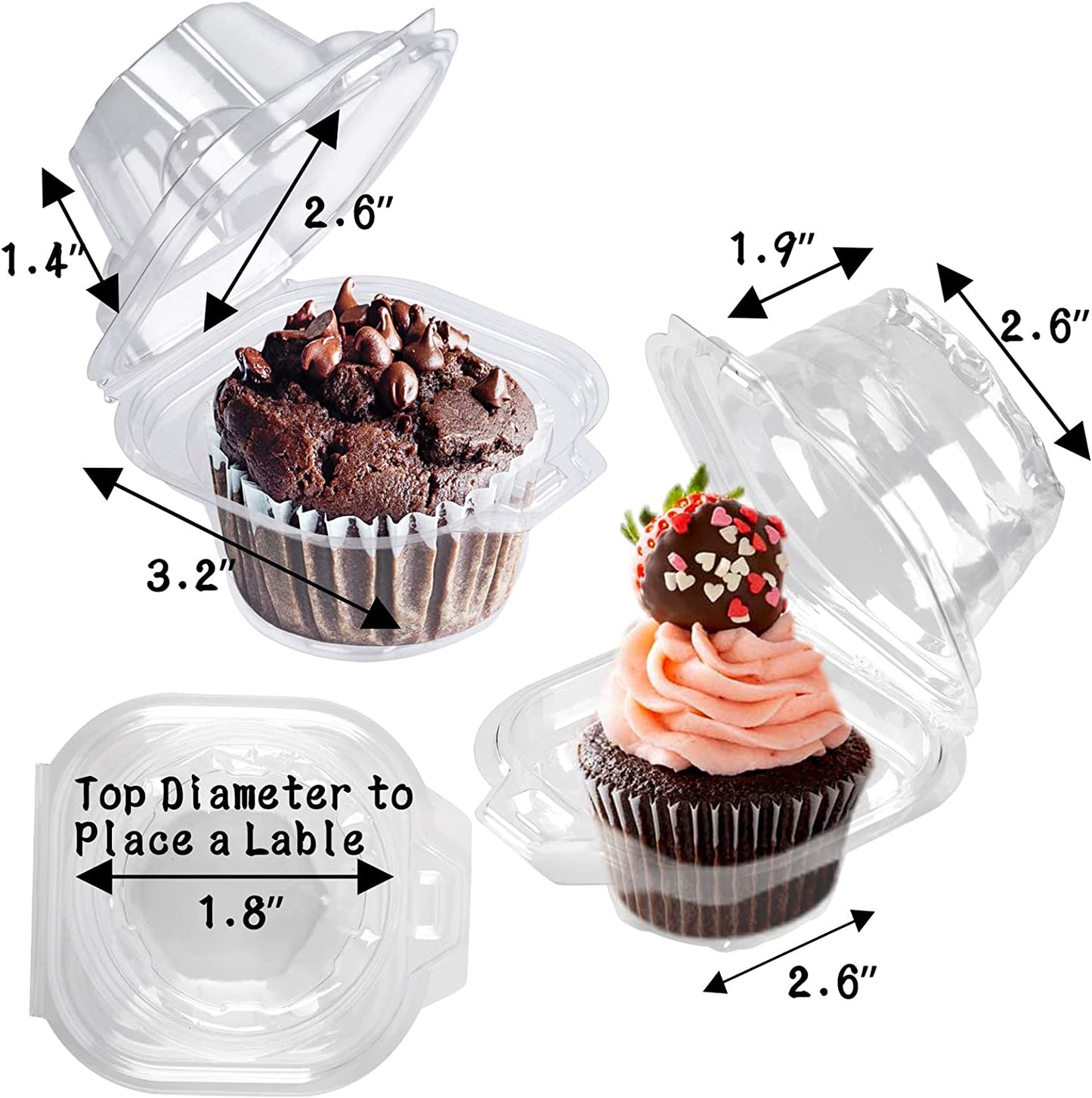 Individual Cupcake Containers Plastic Cupcake Boxes(50 Pack)