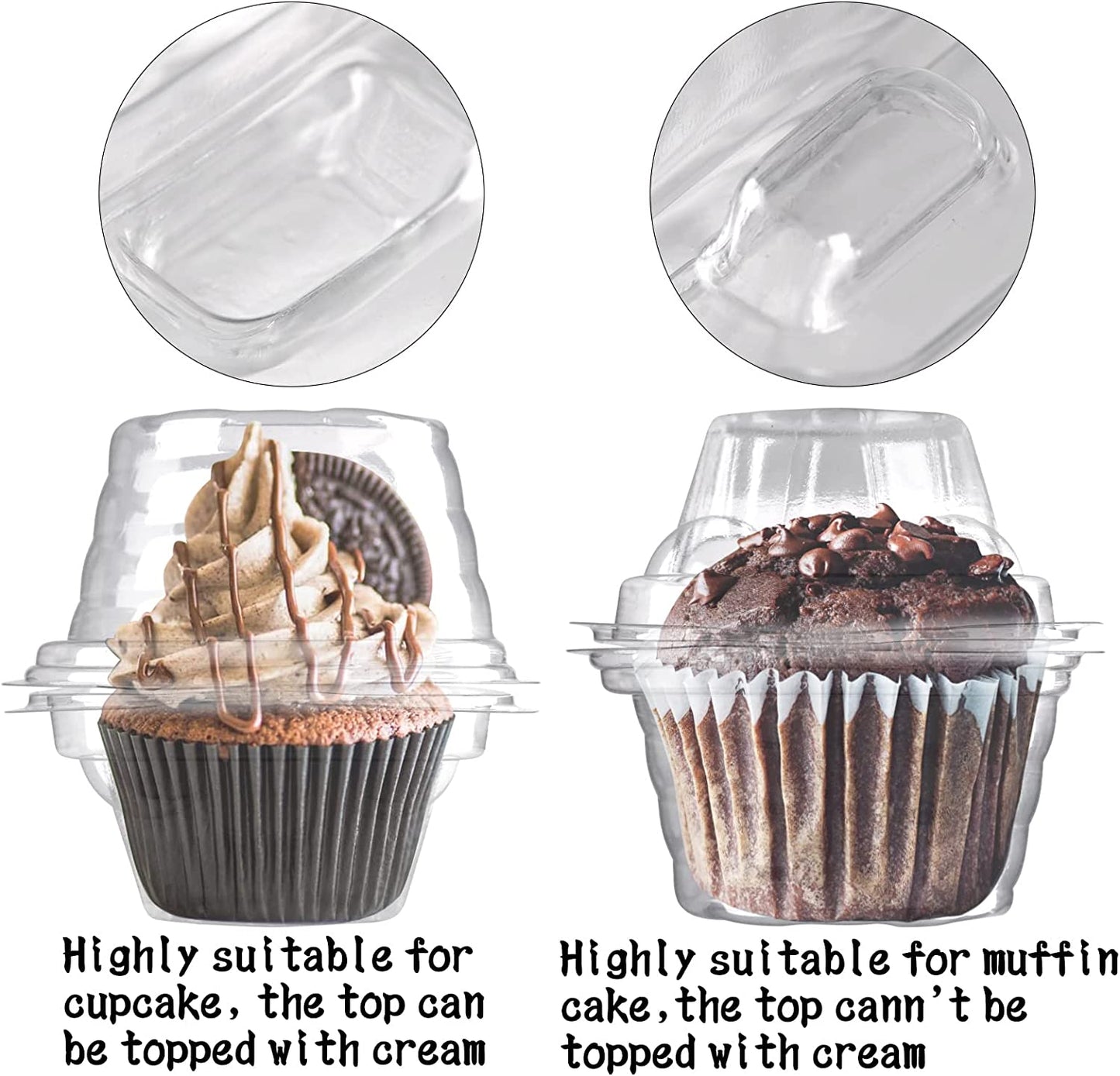 Individual Cupcake Containers Plastic Cupcake Boxes(50 Pack)