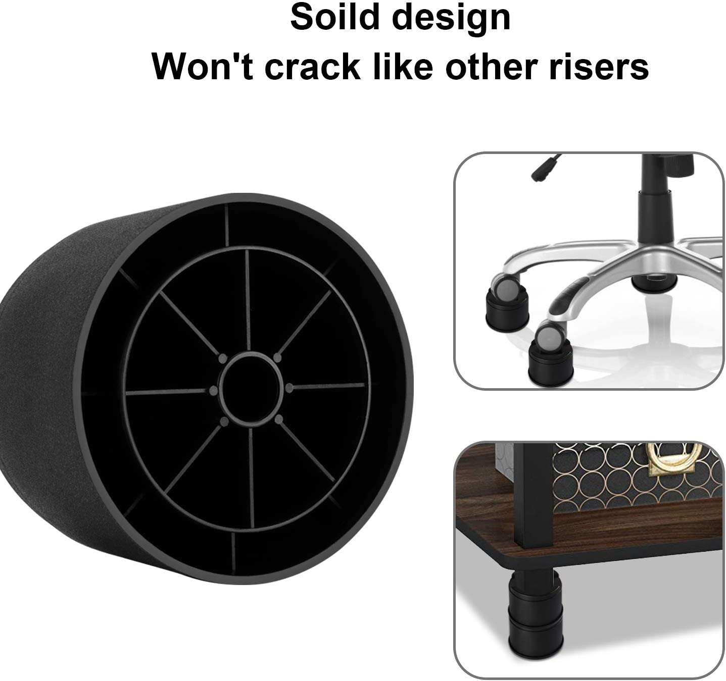 Round Bed and Furniture Risers 3 or 6 Inch Heavy Duty Sofas Couch Table Legs Risers Bed Lifters Riser for Wheels 4 Pack