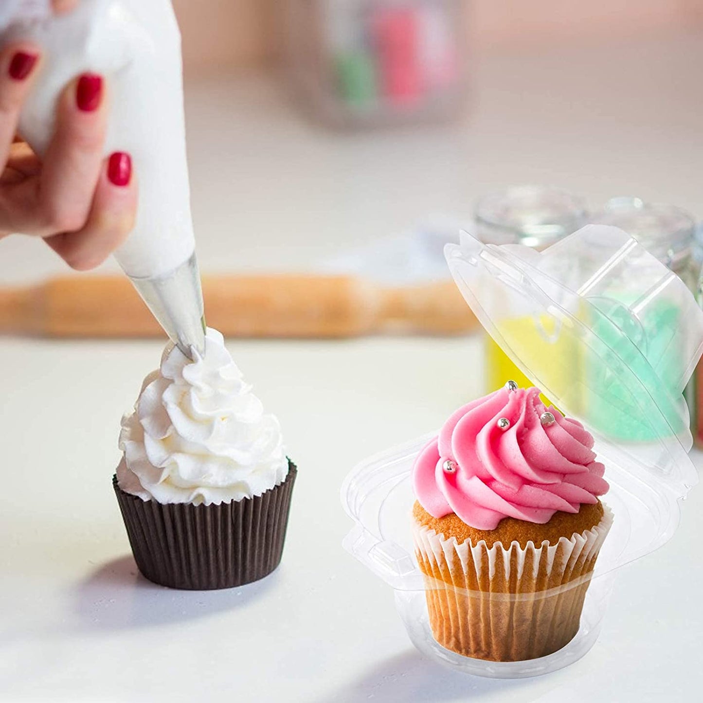 Individual Cupcake Containers Plastic Cupcake Boxes(50 Pack)