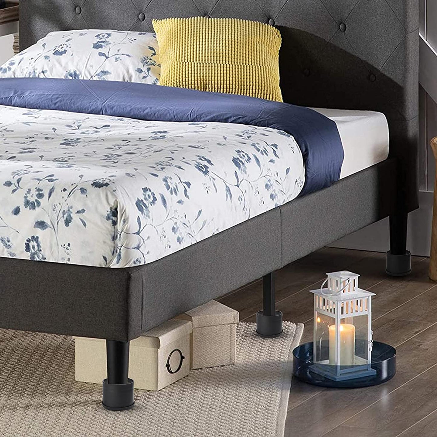 Bed Risers 2 inch Heavy Duty Furniture Risers Chair Table Legs Risers Great for Thin Legs Add 2" Height Black 4 Pack Round