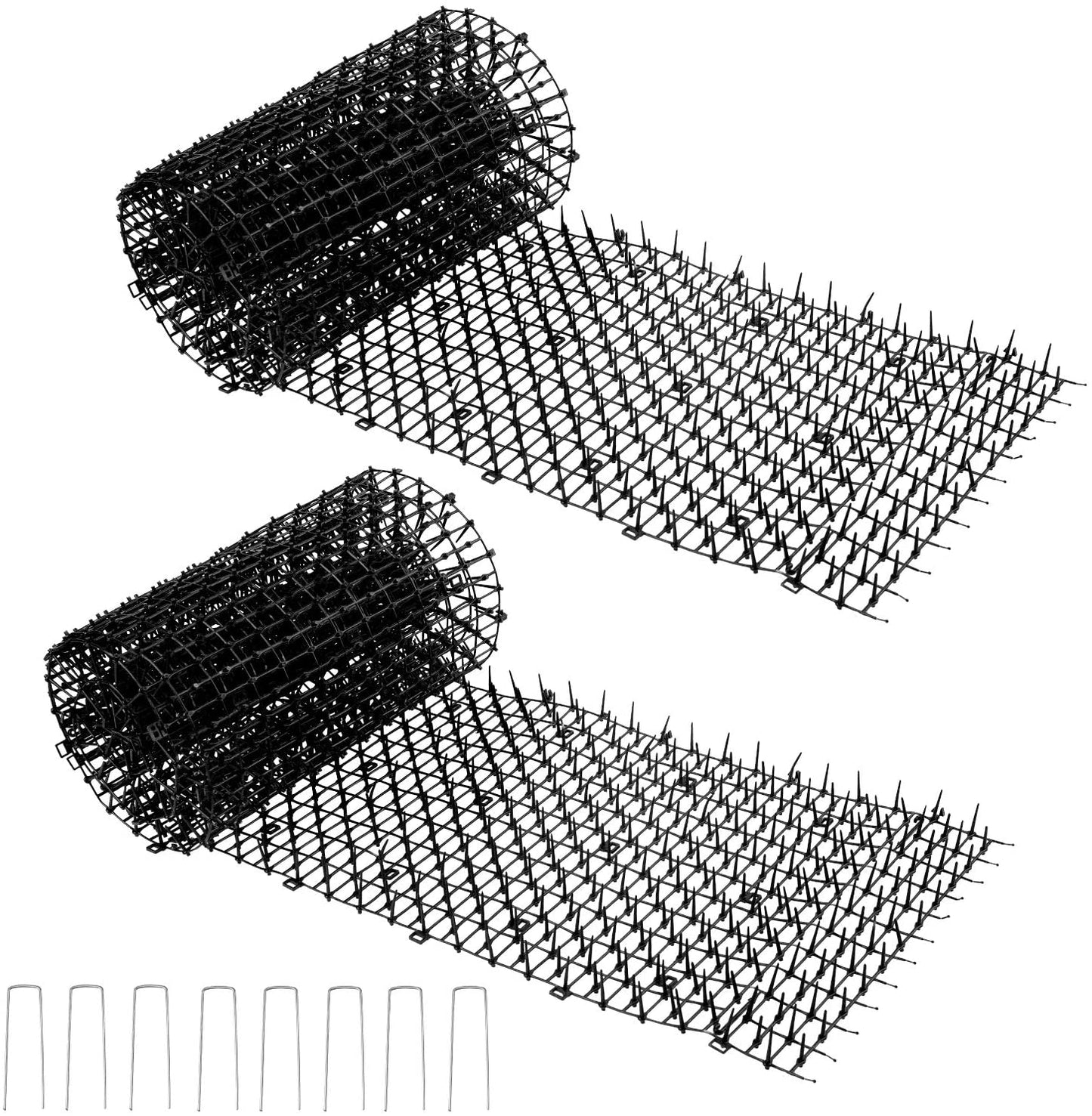 16.4FT Cat Scat Mat with Spikes Anti-Cats Network Mat Deterrent Mat Digging Stopper for Indoor Outdoor with 8 Garden Staples (8.2FT 2 PCS)